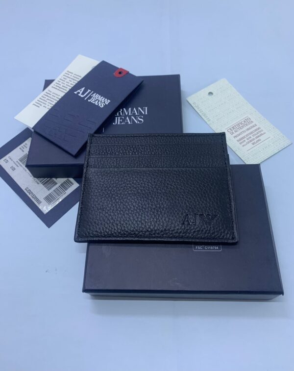 NEW MEN ARMANI BLACK LEATHER CARDHOLDER STYLE 06V2R