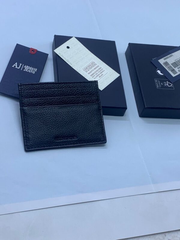 NEW MEN ARMANI BLACK LEATHER CARDHOLDER STYLE 06V2R - Image 2