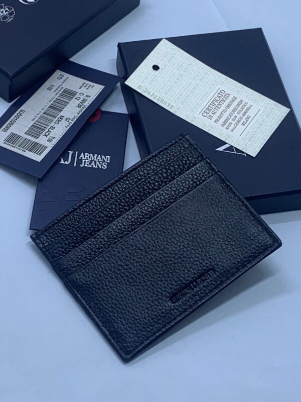 NEW MEN ARMANI BLACK LEATHER CARDHOLDER STYLE 06V2R - Image 3