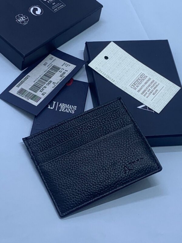 NEW MEN ARMANI BLACK LEATHER CARDHOLDER STYLE 06V2R - Image 7