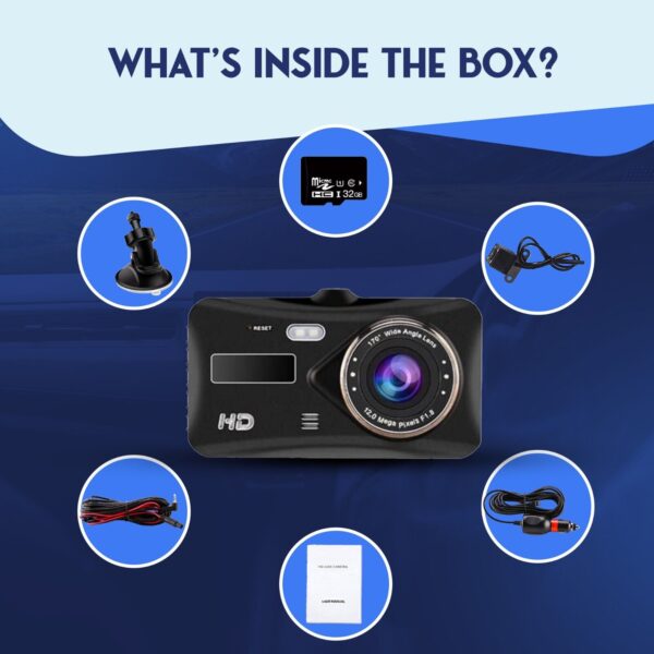 4" Dash Cam Pro Car Camera Recorder Dual Front and Rear HD 1080P Night Vision - Image 2