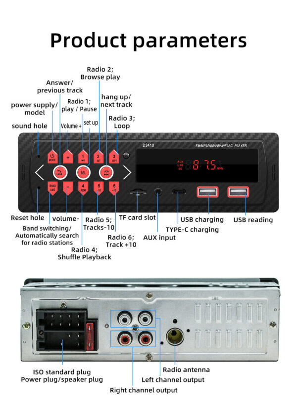 Car Stereo Radio Single 1 Din Bluetooth - Image 10
