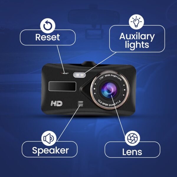 4" Dash Cam Pro Car Camera Recorder Dual Front and Rear HD 1080P Night Vision - Image 6