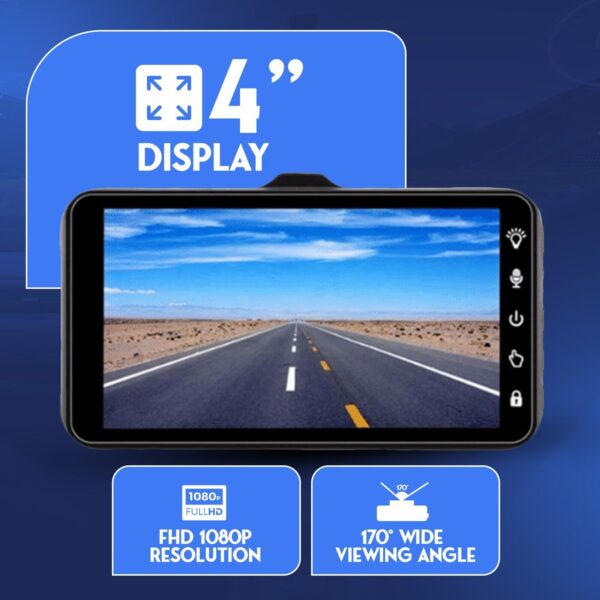 4" Dash Cam Pro Car Camera Recorder Dual Front and Rear HD 1080P Night Vision - Image 7