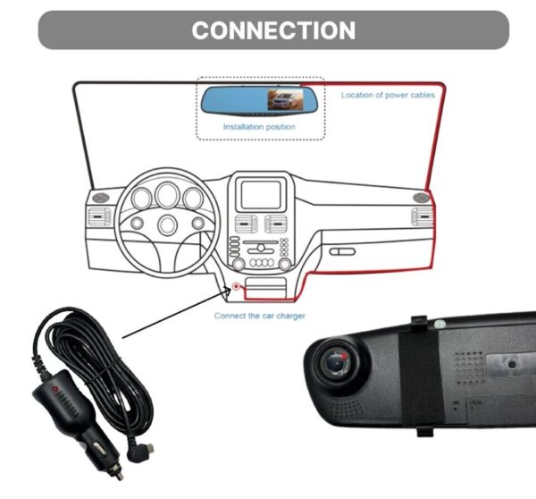 Mirror Dash Cam FHD Dual Lens Car DVR Camera Front and Rear Video Night Recorder - Image 3