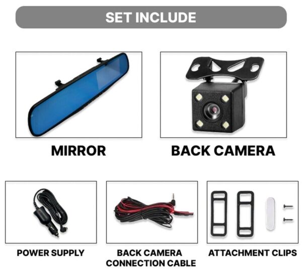 Mirror Dash Cam FHD Dual Lens Car DVR Camera Front and Rear Video Night Recorder - Image 4