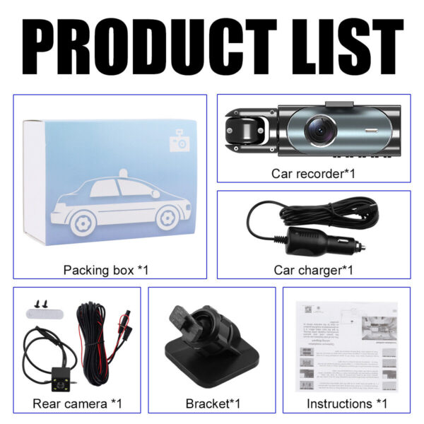 32G WIFI Car Dash Cam 1280P DVR Video Recorder G-Sensor Night Vision 3 Lens - Image 12