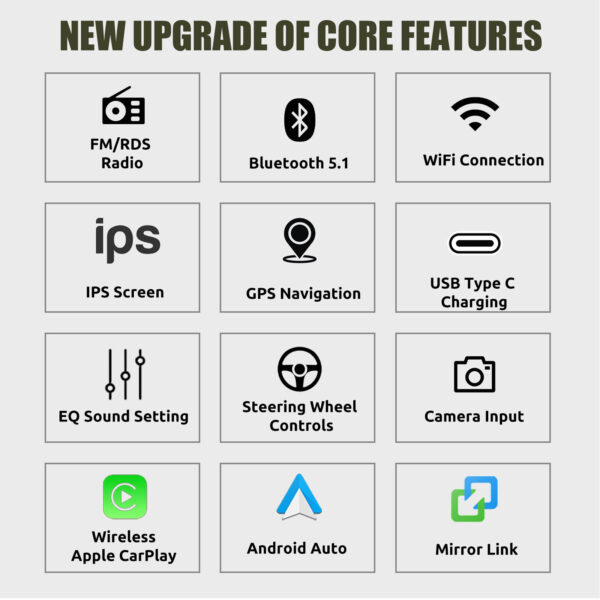 6.86" Single Din Car Stereo IPS Radio Android 12 GPS FM Apple Carplay Head Unit - Image 3
