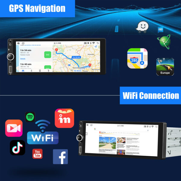 6.86" Single Din Car Stereo IPS Radio Android 12 GPS FM Apple Carplay Head Unit - Image 7