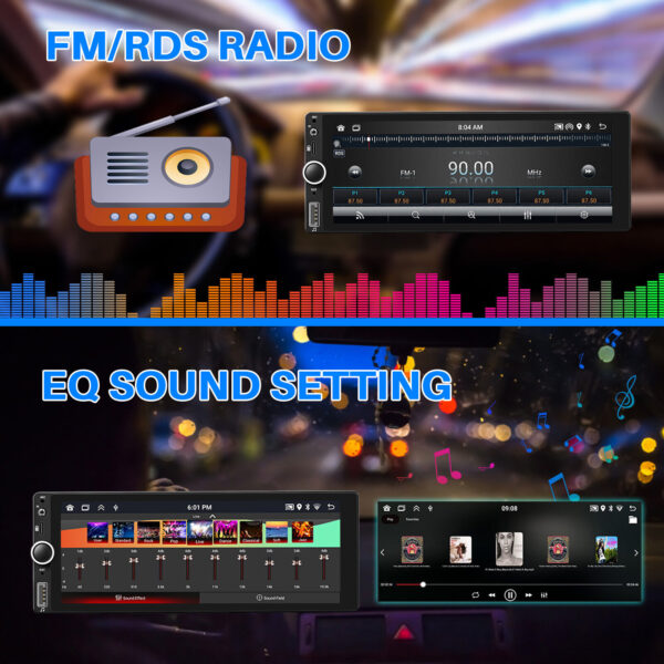6.86" Single Din Car Stereo IPS Radio Android 12 GPS FM Apple Carplay Head Unit - Image 9