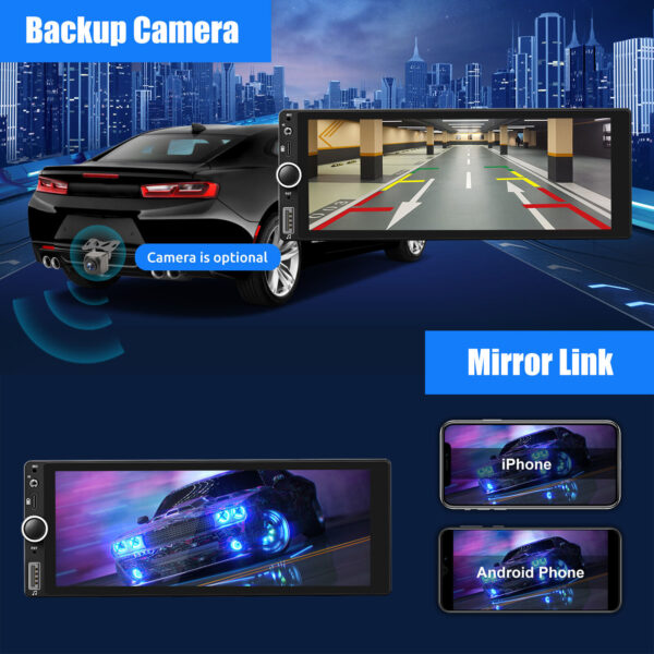 6.86" Single Din Car Stereo IPS Radio Android 12 GPS FM Apple Carplay Head Unit - Image 10
