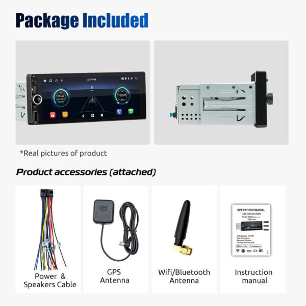 6.86" Single Din Car Stereo IPS Radio Android 12 GPS FM Apple Carplay Head Unit - Image 14