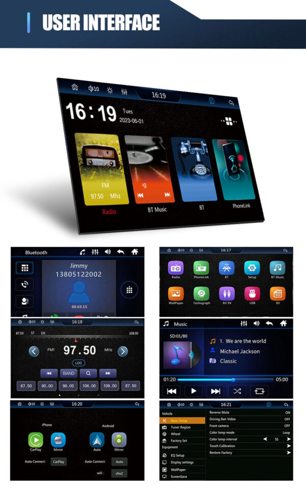 9" Single Din Car Stereo Touch Screen Radio Apple CarPlay Android Auto Bluetooth - Image 13