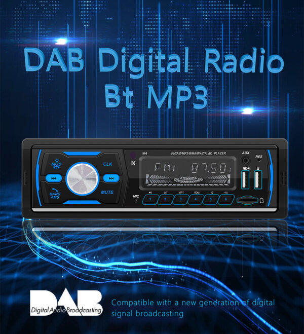 DAB+ Car Stereo Radio Single 1 DIN AM FM RDS Bluetooth Handsfree USB AUX 7 Color - Image 2