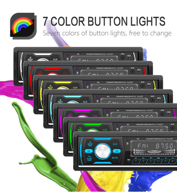 DAB+ Car Stereo Radio Single 1 DIN AM FM RDS Bluetooth Handsfree USB AUX 7 Color - Image 5