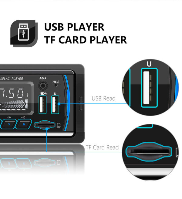 DAB+ Car Stereo Radio Single 1 DIN AM FM RDS Bluetooth Handsfree USB AUX 7 Color - Image 9