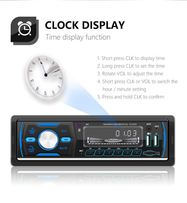 DAB+ Car Stereo Radio Single 1 DIN AM FM RDS Bluetooth Handsfree USB AUX 7 Color - Image 11