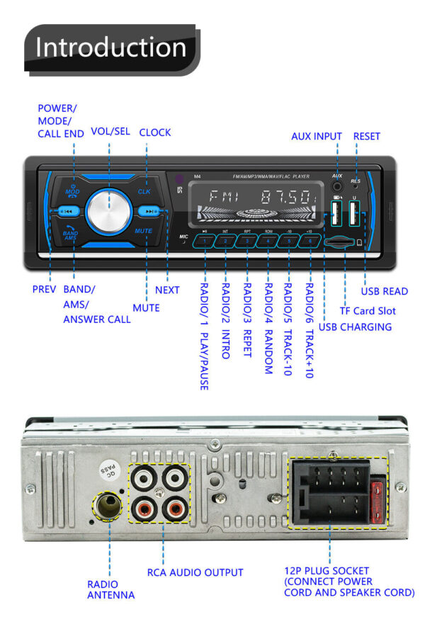 DAB+ Car Stereo Radio Single 1 DIN AM FM RDS Bluetooth Handsfree USB AUX 7 Color - Image 12