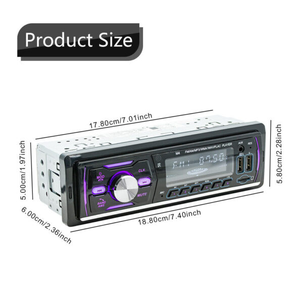 DAB+ Car Stereo Radio Single 1 DIN AM FM RDS Bluetooth Handsfree USB AUX 7 Color - Image 13