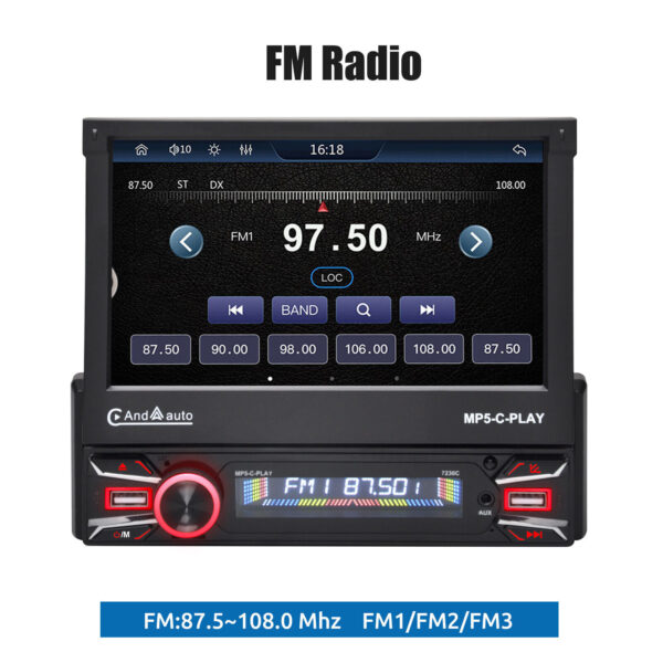 Single DIN 7" Apple CarPlay Android Auto Car Stereo Radio Flip Out HD Screen BT - Image 8