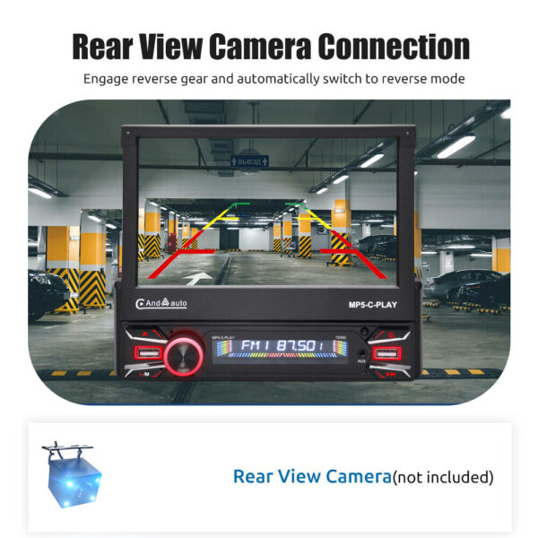 Single DIN 7" Apple CarPlay Android Auto Car Stereo Radio Flip Out HD Screen BT - Image 10