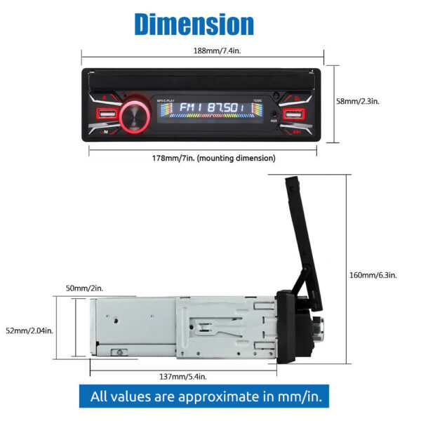 Single DIN 7" Apple CarPlay Android Auto Car Stereo Radio Flip Out HD Screen BT - Image 14