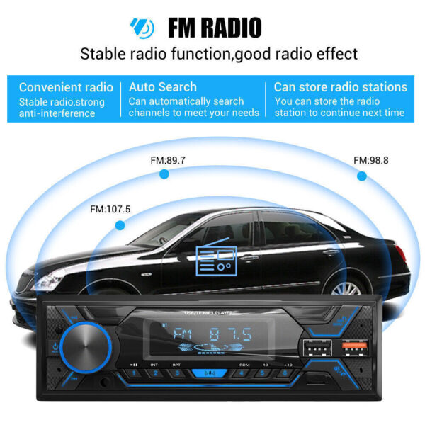 Single 1 DIN Car Radio Bluetooth Stereo MP3 Player 2USB/TF/FM/AUX Head Unit CD - Image 5