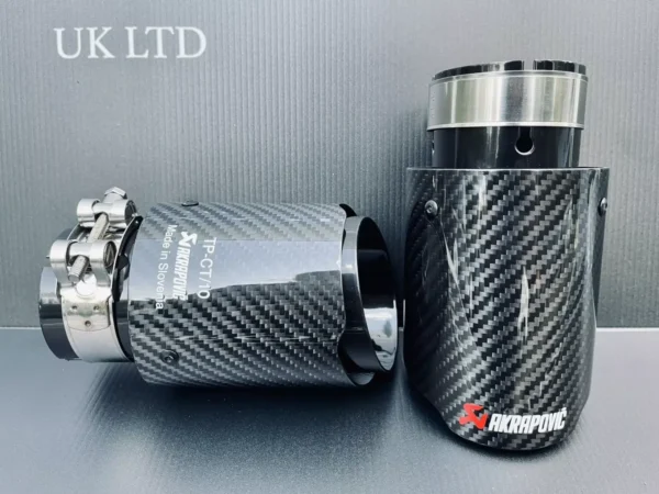 1x Akrapovic Carbon Fibre Gloss Black Exhaust Tip 3" Inch Universal Direct Fit - Image 2