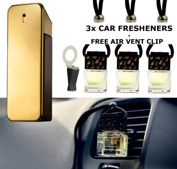 Men's ONE MILLION Fragrance  SET of x3 BOTTLES  Car Air Freshener Oil Diffuser
