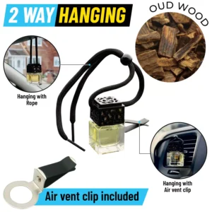 OUD WOOD Car Diffuser Air Freshener - Air Vent Clip Included - 2 way hanging