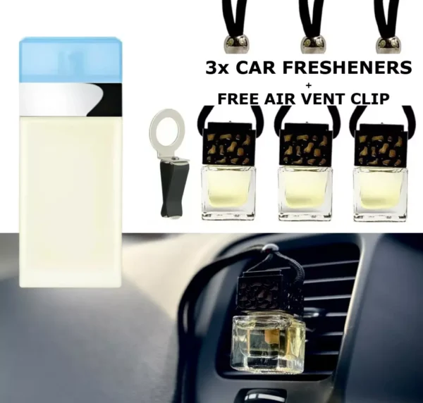 LIGHT BLUE Fragrance  SET of x3 BOTTLES  Car Air Freshener Oil Diffuser