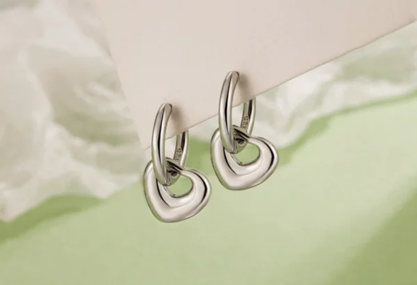 925 Sterling Silver  Huggie Heart Hoop Earrings Women Girls Jewellery Gifts UK - Image 3