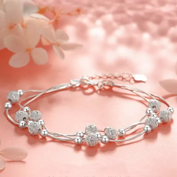 925 Sterling Silver Bead Linked Bracelet Women Girls Jewellery Gift UK - Image 3