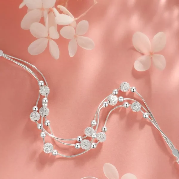 925 Sterling Silver Bead Linked Bracelet Women Girls Jewellery Gift UK - Image 5