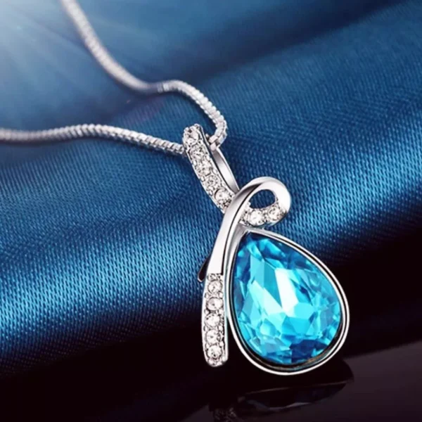 925 Sterling Silver Angel Water drop Pendant Chain Necklace Women Jewellery Gift - Image 2