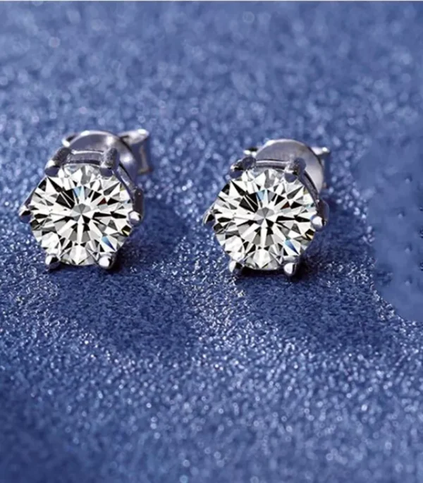 6mm Attractive Small Tiny Round CZ Crystal 925 Silver Ear Studs Womens Love Gift - Image 2
