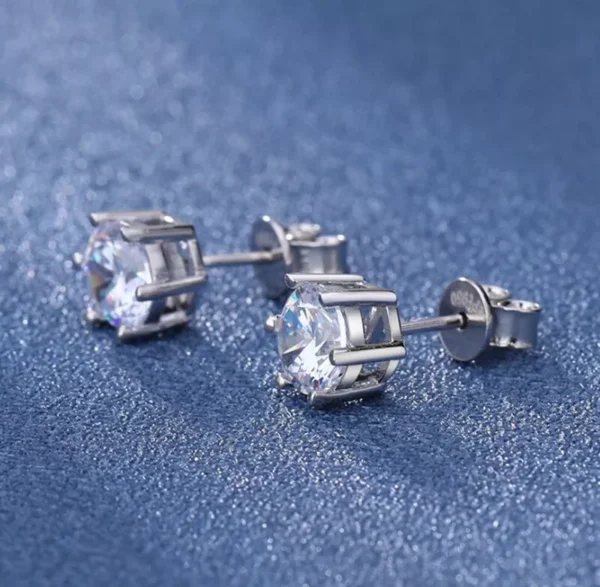 6mm Attractive Small Tiny Round CZ Crystal 925 Silver Ear Studs Womens Love Gift - Image 3