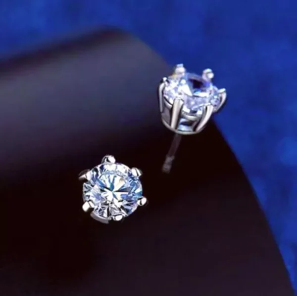 6mm Attractive Small Tiny Round CZ Crystal 925 Silver Ear Studs Womens Love Gift - Image 4