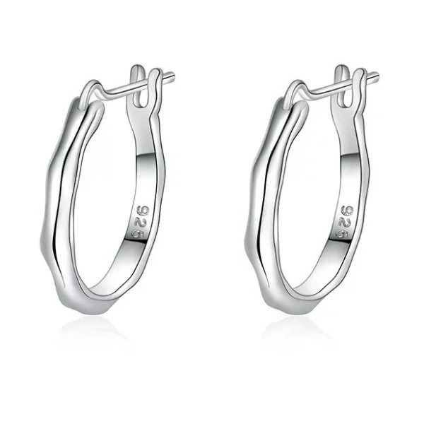 925 Sterling Silver Bamboo Hoop Earrings Women Girls Jewellery Gift UK - Image 6
