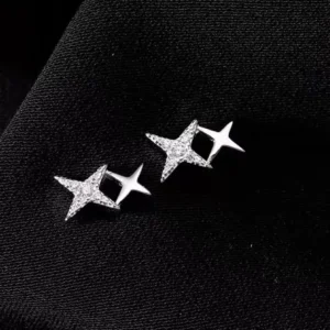 925 Sterling Silver Crystal Star Linked Stud Earrings Jewellery Women Girls Gift