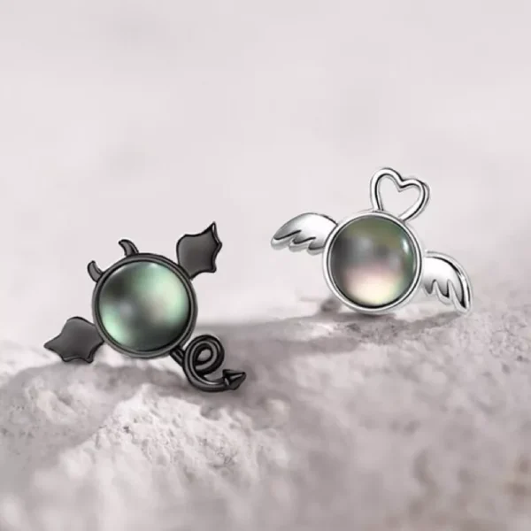 925 Sterling Silver Angel Demon Stud Earrings Jewellery Women Girls Gift UK - Image 2