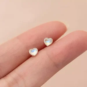 925 Sterling Silver Heart Moonstone Stud Earrings Jewellery Women Girls Gift UK