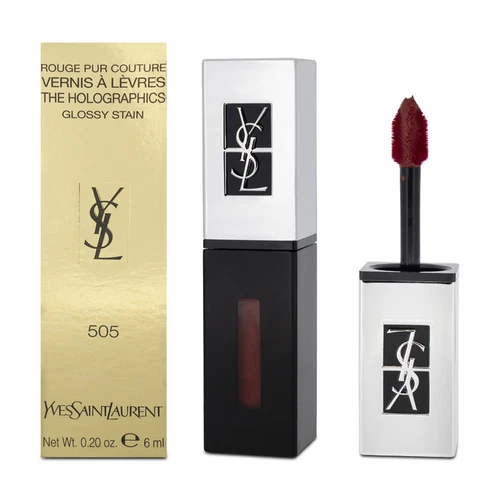 YSL Red Liquid Lipstick Stain Rouge Pur Couture Holographics 505 Video Red