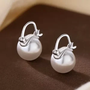 925 Sterling Silver Beautiful Pearl Hoop Earrings Jewellery Women Girls Gift UK