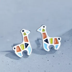 925 Sterling Silver Colourful Giraffe Butterfly Stud Earrings Womens Jewellery