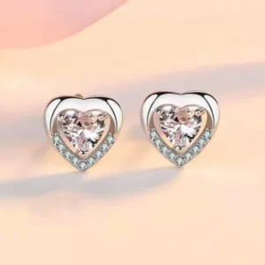 925 Sterling Silver Clear Stone Heart Stud Earrings Womens Girls Jewellery UK