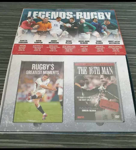 GIFT SET Legends of Rugby DVD Book Greatest Rugby Moments Mens Father's Day Region 2 (Brand New)