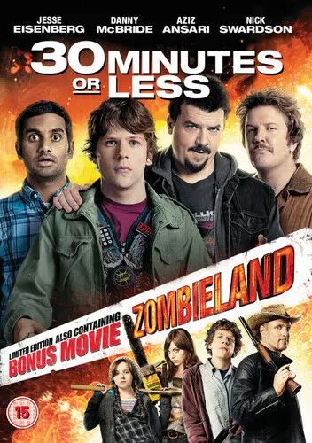 30 Minutes or Less / Zombieland DVD Feature (2012) Woody Harrelson Region 2 (Brand New)