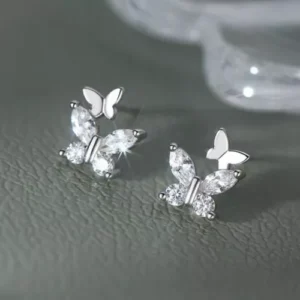 925 Sterling Silver Crystal Butterfly Stud Earrings Jewellery Women Girls Gift