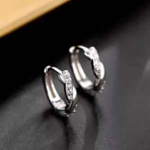 925 Sterling Silver Crystal Twisted Hoop Earrings Women Girls Jewellery Gift UK